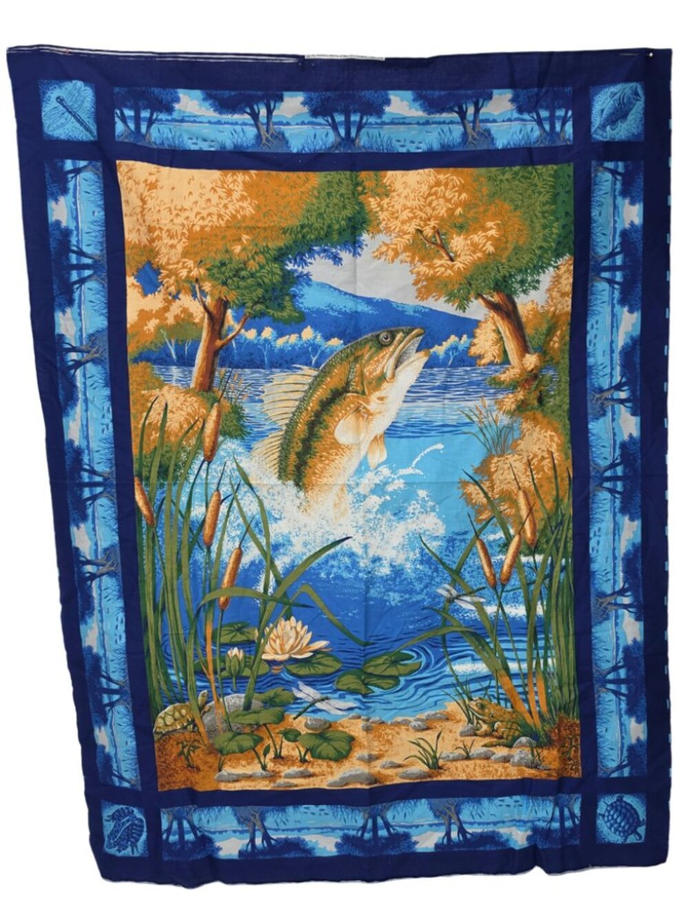 Springs Beaver Lake Fishing Tournament Fabric Panel 34x44 Wall Hanging Quilt Top